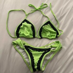 Unico Swim lace trim bikini with scrunch butt bottoms